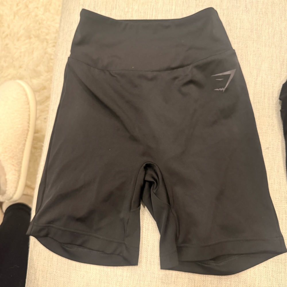 Black GymShark Biker Shorts cinched on the butt
